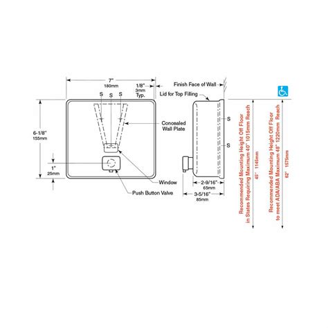 Bobrick Contura Surface Soap Dispenser B-4112 - Partition Plus