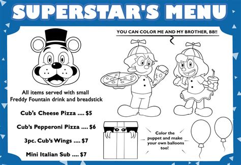 Freddy Fazbear's Pizza - Kid's Menu (1987) by Gamerboy123456 on DeviantArt