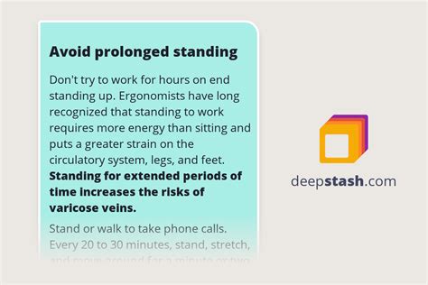 Avoid prolonged standing - Deepstash