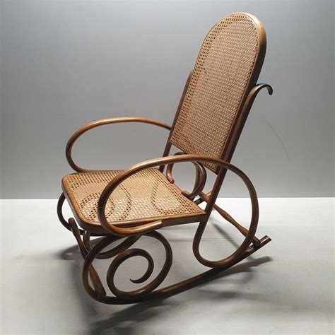 Mid-century bentwood & webbing rocking chair by Thonet, 1930s | #125727