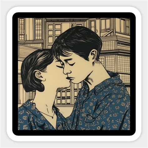 Asian couple kissing - Couple - Sticker | TeePublic