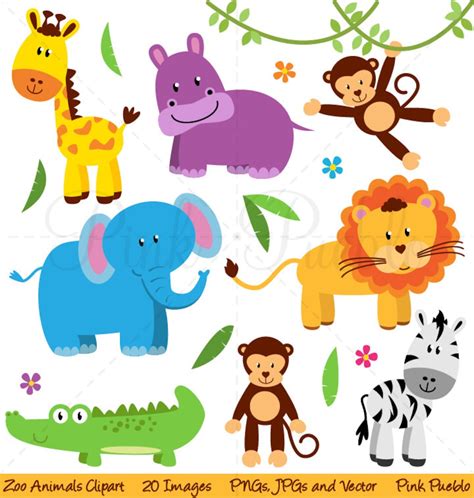 Zoo Animal Clip Art Zoo Animal Clipart Safari Jungle Animal - Etsy Israel