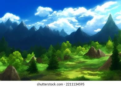 Landscape Scene Illustration Digital Painting Greenery Stock Illustration 2211134595 | Shutterstock