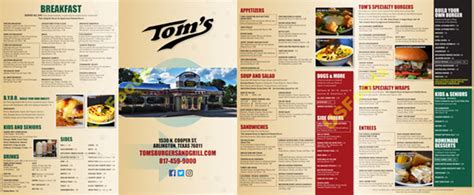 Menus – Tom's Burgers and Grill