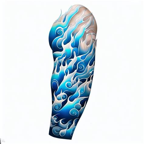 japan style blue flame tattoo entire upper arm - Image Creator | Blue ...