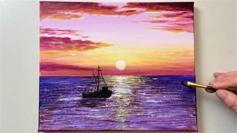 Ocean Sunset Painting-Acrylic Painting - Craftionary