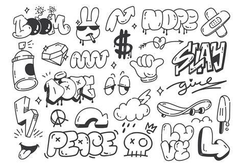 Premium Vector | Set of hand drawn graffiti doodle vector illustration