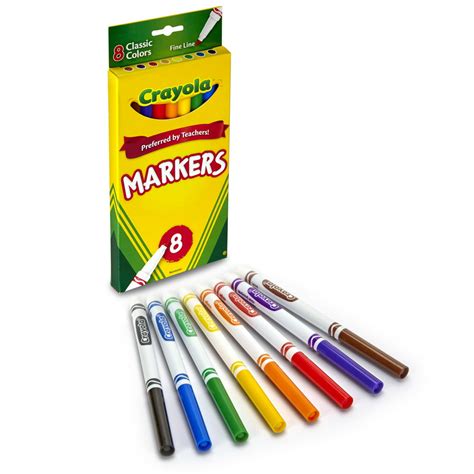 Crayola Original Formula Markers, Fine tip, 8 Classic Colors per box, Set of 6 boxes - Walmart ...