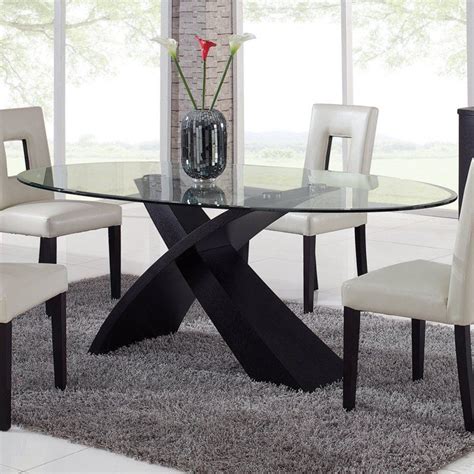 Oval Shape Dining Table With Glass Top Amisco Pub | Doxa Murasakinyack