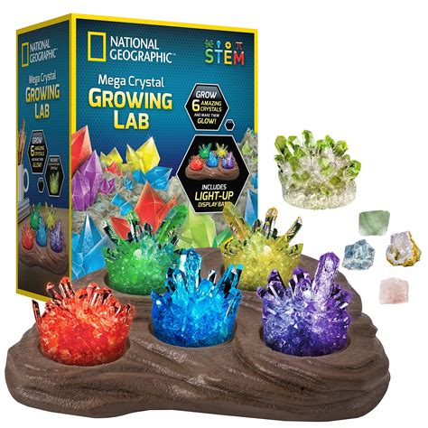 NATIONAL GEOGRAPHIC Mega Crystal Growing Lab – Grow 6 Vibrant Crystals, Crystals Grow Fast in 3 ...