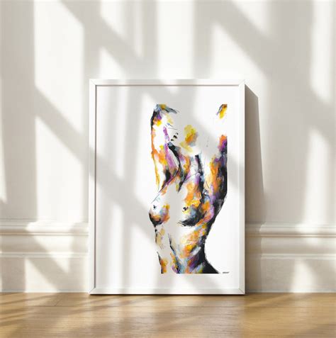 Woman Body Art Colourful Nude Print Figurative Art Naked - Etsy