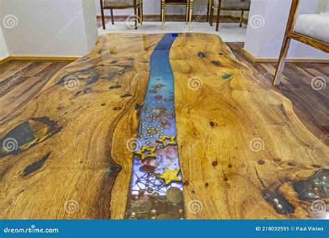 Interior Design Closeup of Polished Wooden Table Stock Image - Image of show, lounge: 218032551