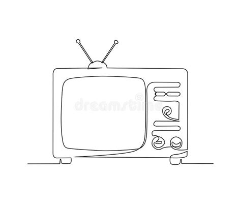 Continuous One Line Drawing of Vintage Analog Television. Simple Retro TV Hand Drawn Outline ...