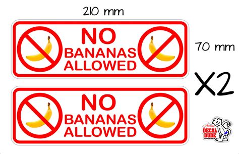 NO BANANAS ALLOWED Boating Stickers TWO (2) 210 x 70 mm each - Crazy Fish