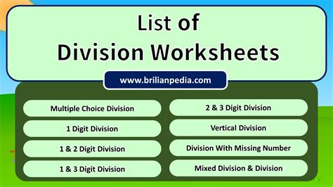 List of Division Worksheets - Brilianpedia