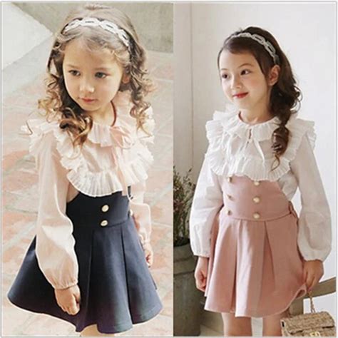 spring/autumn Cute Girls Clothes Sets Outfits Toddler Kids Lace collar ...