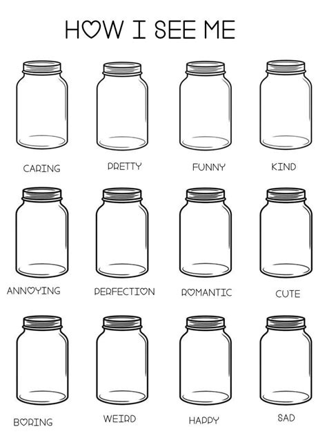 How I see me (original template but unoriginal idea) | Fill the jars template, Jar of happiness ...