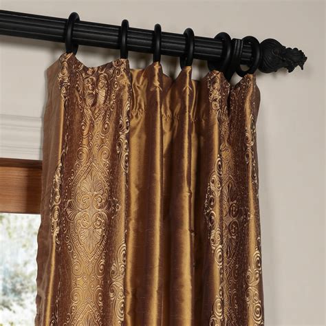 Classic Chai Brown Gold Silk Curtains, Drapes