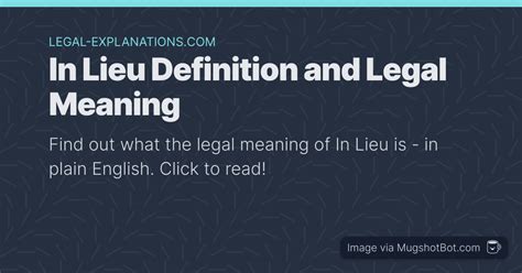 In Lieu Definition - What Does In Lieu Mean?