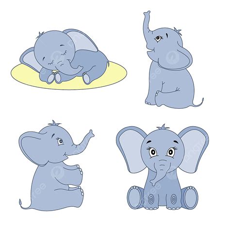 Cute Baby Elephant Vector Hd PNG Images, Cute Cartoon Elephants Sitting ...