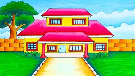 House drawing | house drawing easy with colour - beautiful house ...