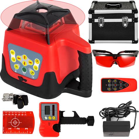 Rotary/ Rotating Red Laser Level Kit With Case 360° Self-leveling 500m ...