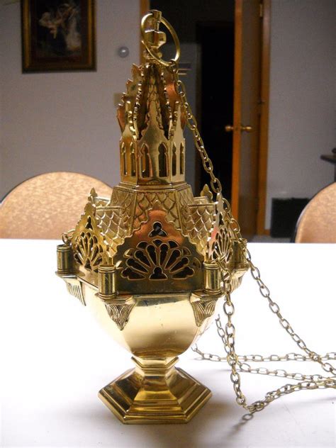 Antique Brass Censer Thurible Catholic Church Mass Altar Traditional Latin Vtg. | #1795981350