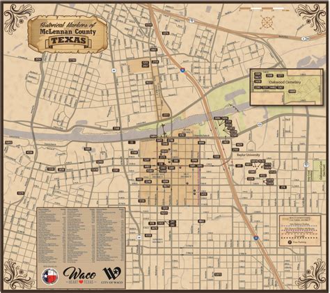 Waco Texas - Street Map of Waco - Vintage Artwork Style - Mclennan ...