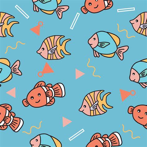 cute sea fish animal seamless pattern wallpaper with design. 7904086 ...