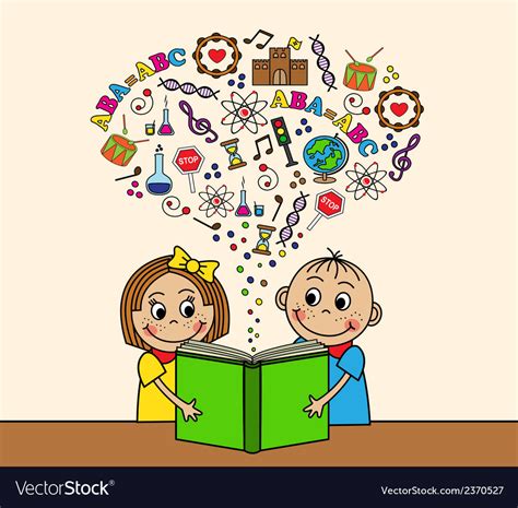 Cartoon children read a book Royalty Free Vector Image