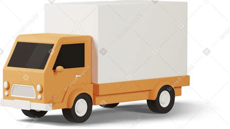 3D delivery truck yellow PNG, SVG