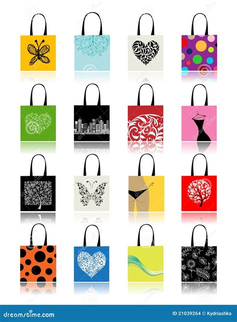 Shopping Bags Set for Your Design Stock Vector - Illustration of packet ...