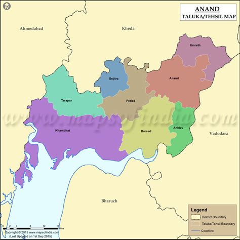 Anand Tehsil Map, Anand Taluka