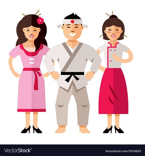 Japan people flat style colorful cartoon Vector Image