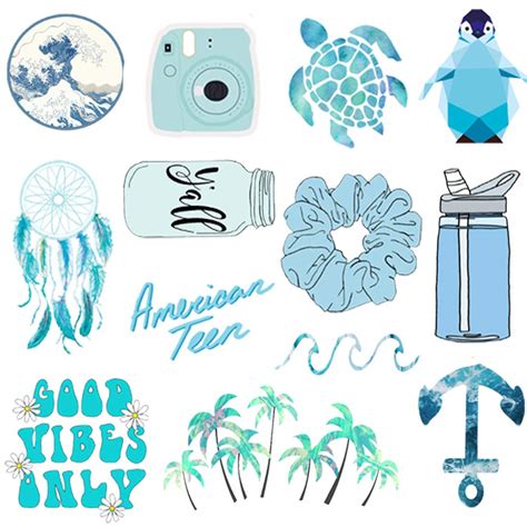 Buy Vsco Stickers Water Bottle Stickers Vinyl Aesthetic Cute Waterproof 50 Pcs Luggage Blue ...