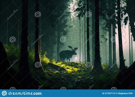 Moose silhouette stock illustration. Illustration of tree - 271997115