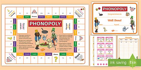 Phase 2 Phonics Phonopoly Board Game (teacher made) - Twinkl