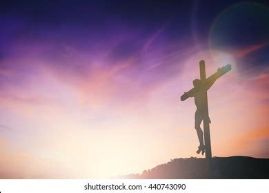 Silhouette Jesus Christ On Cross Background Stock Photo 440743090 | Shutterstock