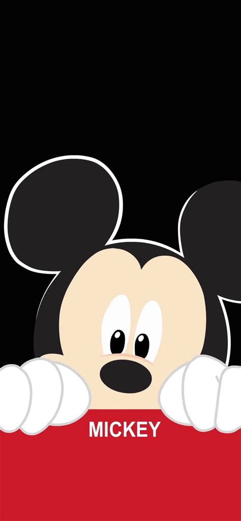 Download Cute Peeking Mickey Mouse Iphone Wallpaper | Wallpapers.com