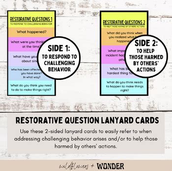 Restorative Practice Questions | Lanyard | Restorative Circle | TPT