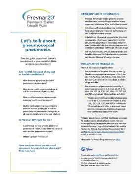 Discussing PREVNAR 20® (Pneumococcal 20-valent Conjugate Vaccine)