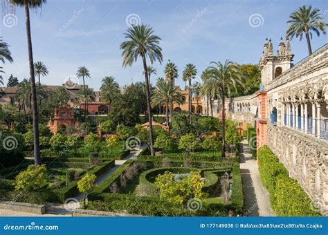 Gardens of Real Alcazar in Sevilla. Editorial Stock Photo - Image of cruel, caliphate: 177149038