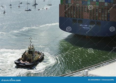 Tug Svitzer Harty Controlling Apl Lion City in the Port of Southampton Editorial Stock Photo ...