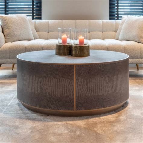 Faux Leather Round Coffee Table - Juliettes Interiors