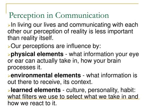 PPT - Interpersonal Communication “PERCEPTION” PowerPoint Presentation - ID:3529747