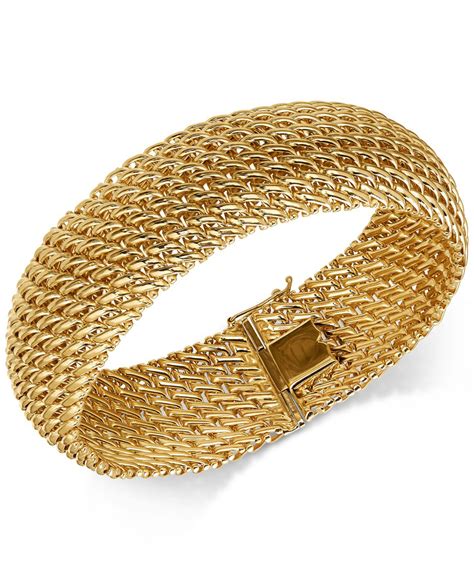 Macy's Wide Riso Link Bracelet In 14k Gold in Metallic | Lyst