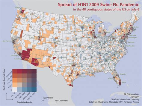 Spatial Distribution of the H1N1 2009 Swine Flu Pandemic in US – plan.thee