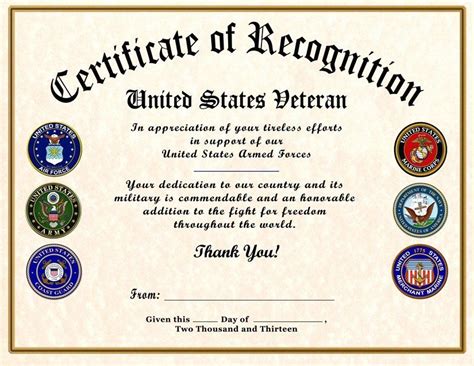 Veterans Day Free Printable Military Certificate Of Appreciation ...