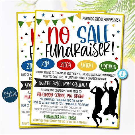 NO Sale Fundraiser Flyer, School PTA PTO Fundraiser, Easy Charity ...