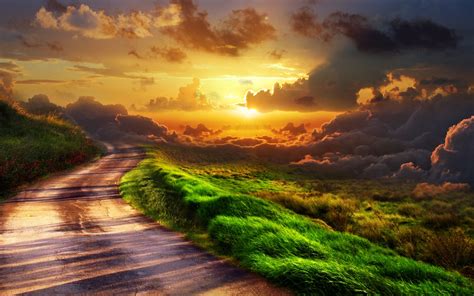 Wallpaper Download 5120x3200 Country road at a beautiful sunset ...